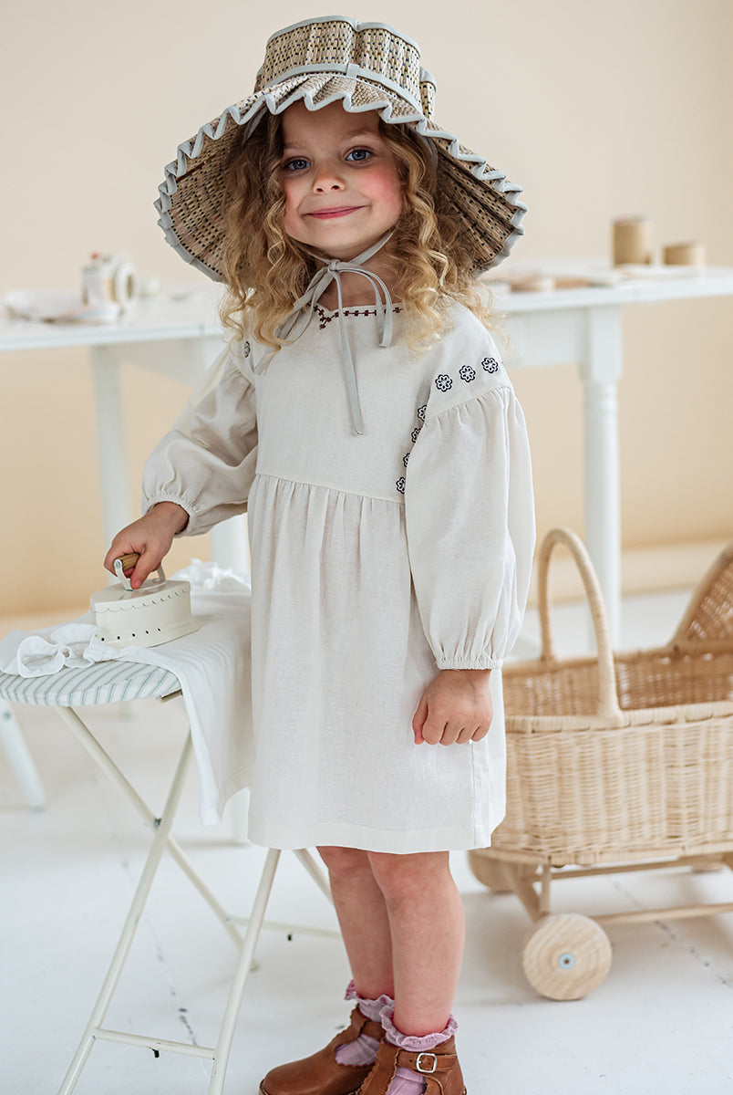 Myrtle Embroidery Dress, Almond – view 5