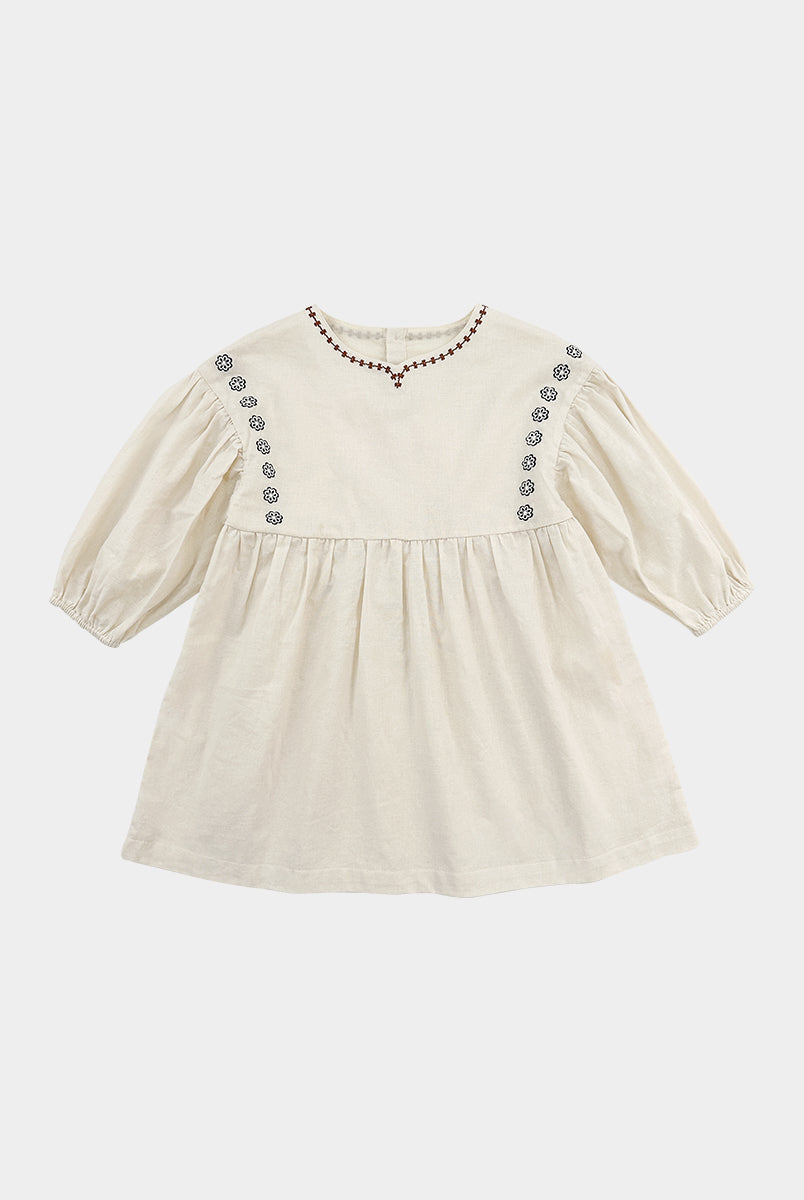 Myrtle Embroidery Dress, Almond – view 2
