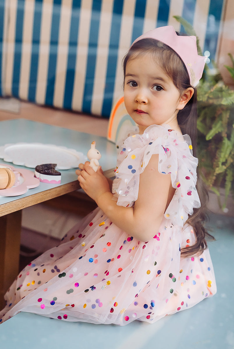 Singapore Tulle Dress, Rainbow Polka – view 4