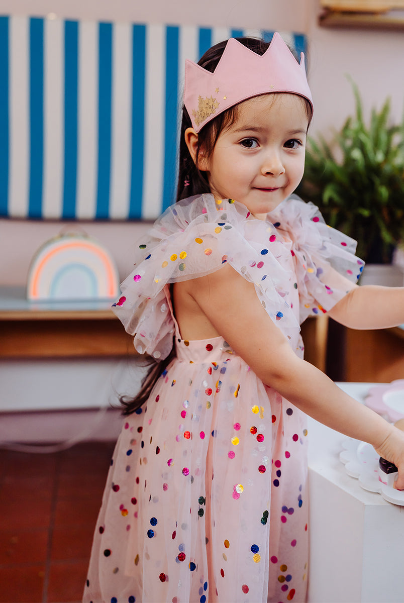 Singapore Tulle Dress, Rainbow Polka – view 8