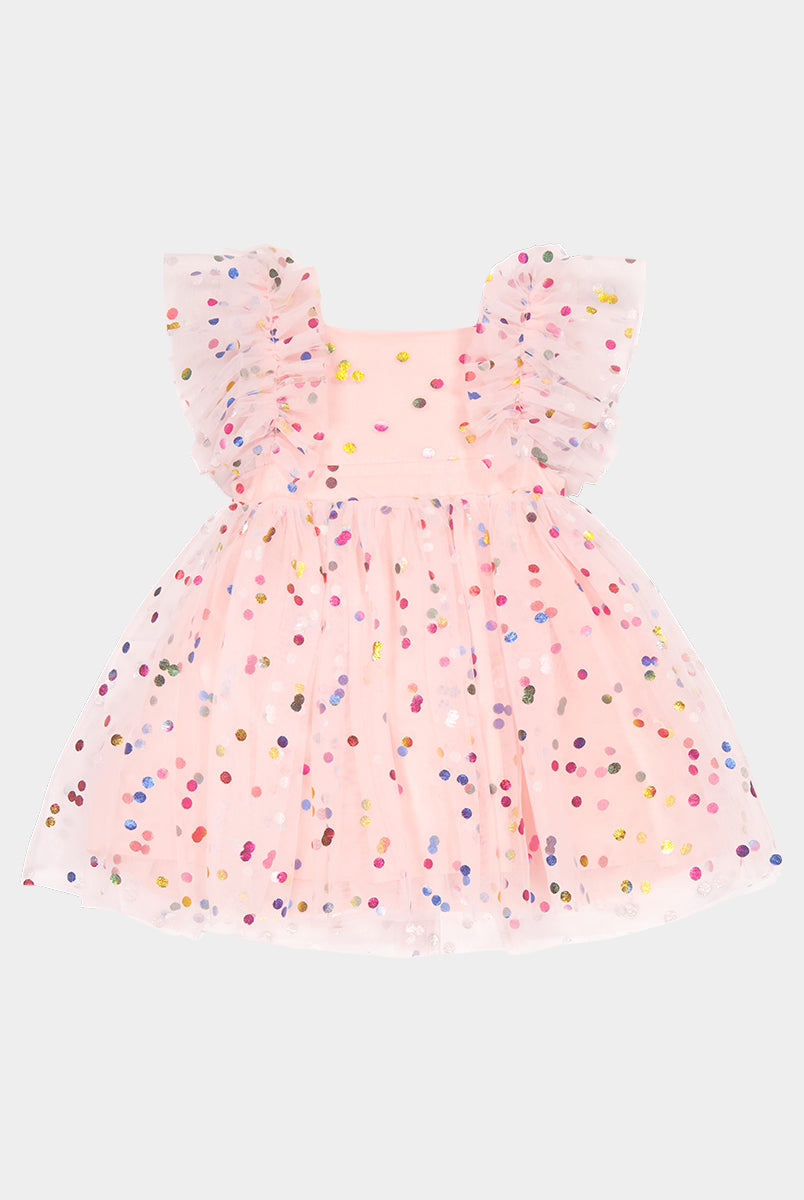 Singapore Tulle Dress, Rainbow Polka – view 3
