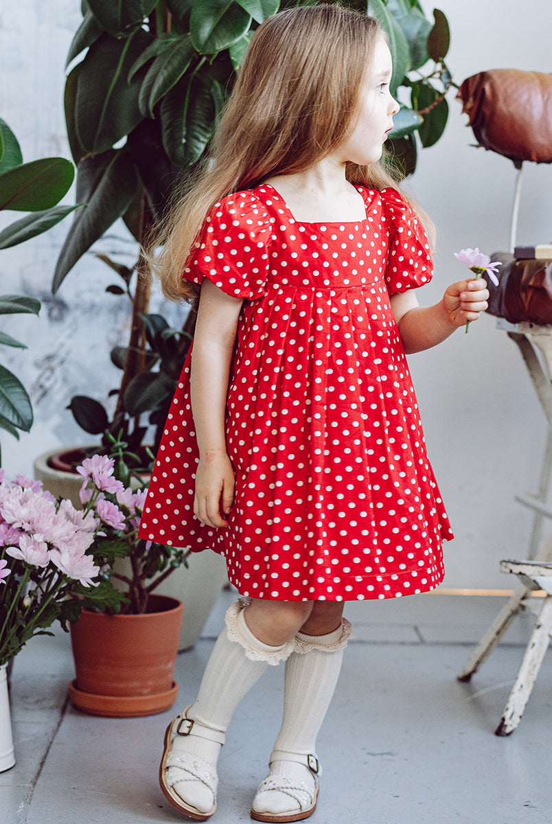 Harrogate Polka Dot Dress, Red Polka – view 7