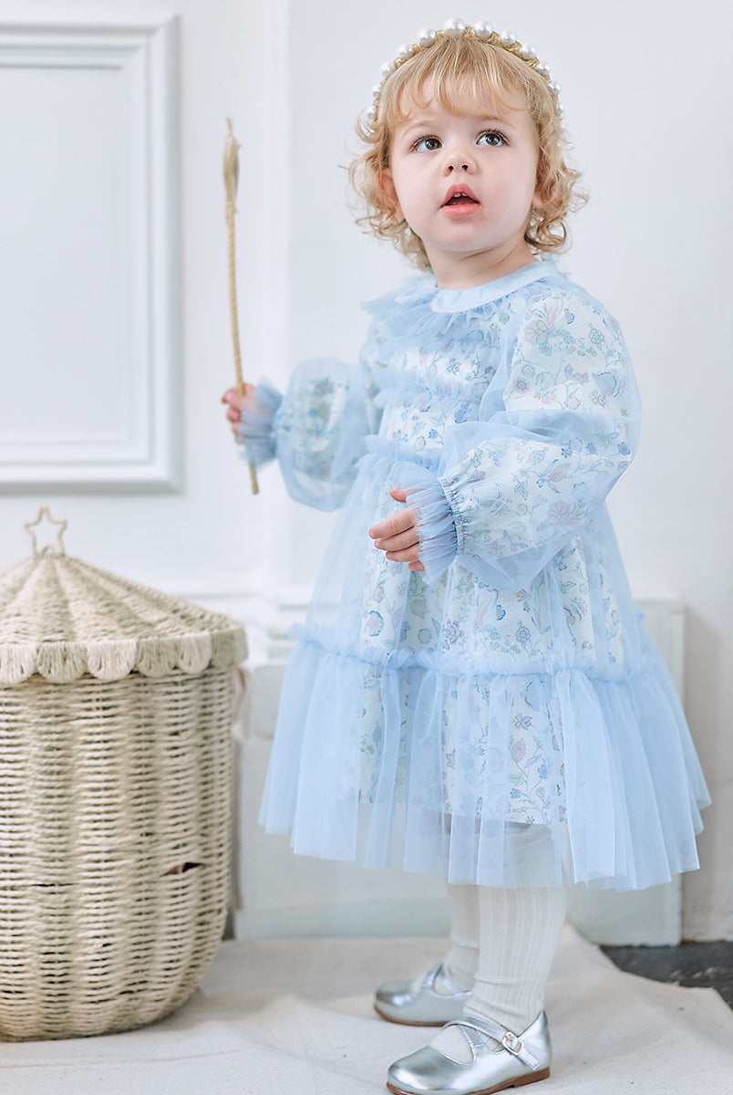 Skylar Tulle Dress, Primrose Vine Yard - Blue – Happyology