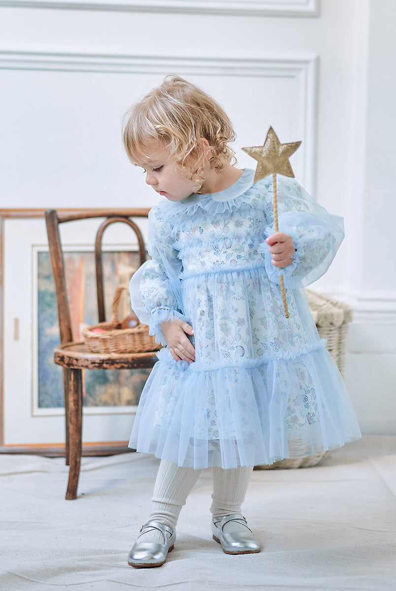 Skylar Tulle Dress, Primrose Vine Yard - Blue – view 4