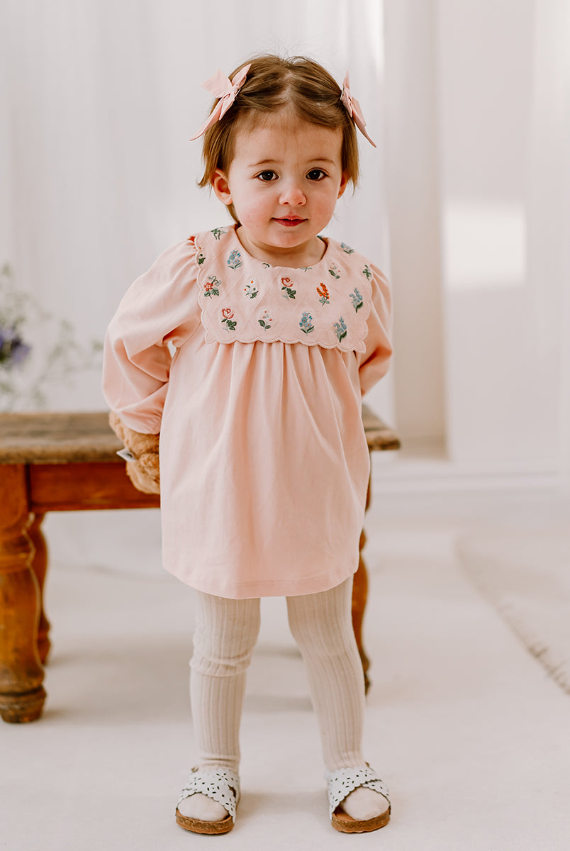 Ely Embroidered Jersey Romper, Almond Pink – view 4
