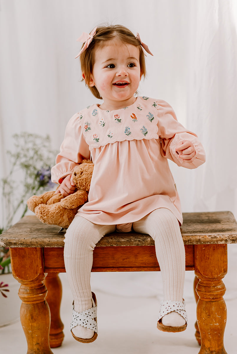 Ely Embroidered Jersey Romper, Almond Pink – view 5
