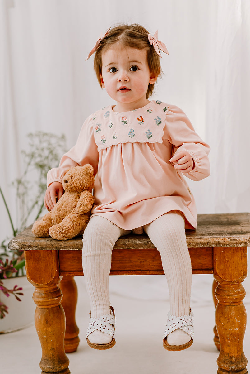 Ely Embroidered Jersey Romper, Almond Pink – view 6