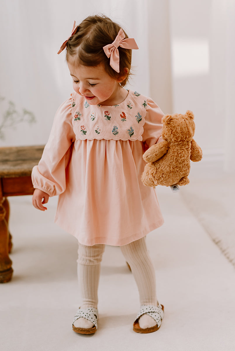 Ely Embroidered Jersey Romper, Almond Pink – view 7