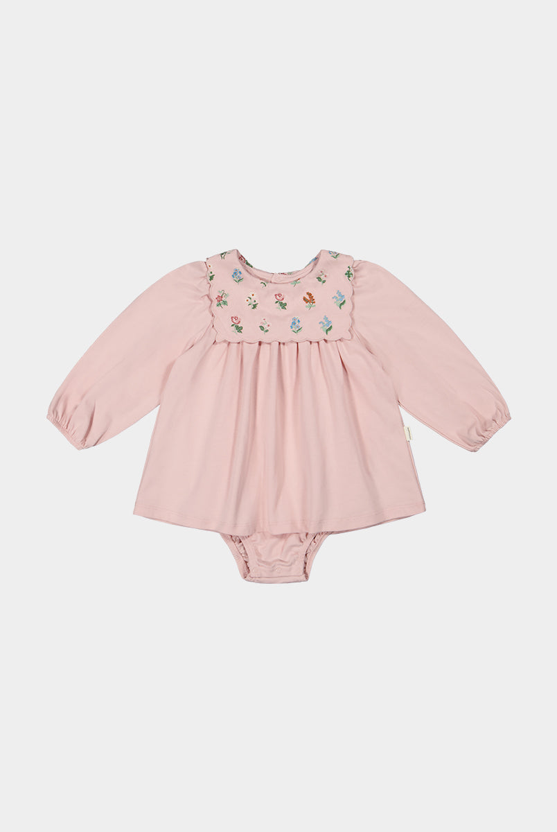 Ely Embroidered Jersey Romper, Almond Pink – view 2