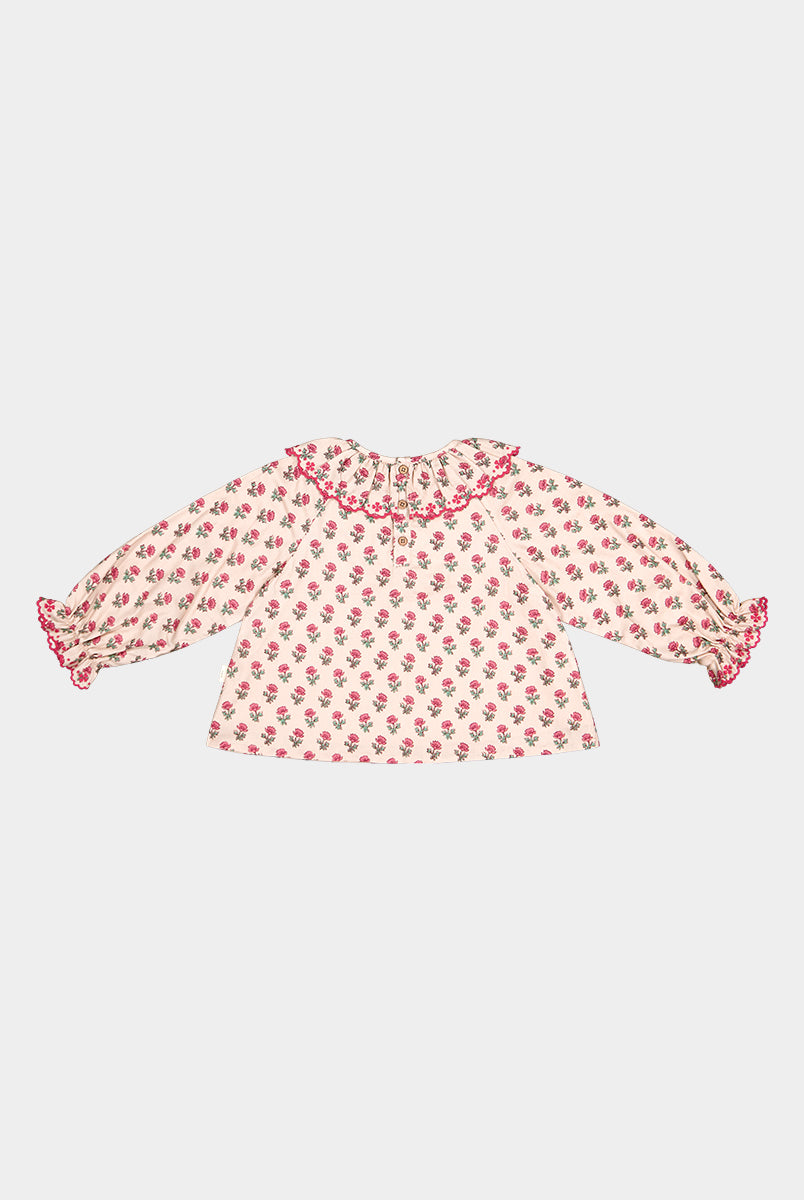 Liverpool Floral Shirt, Block Print Peony, Butterscotch – view 8