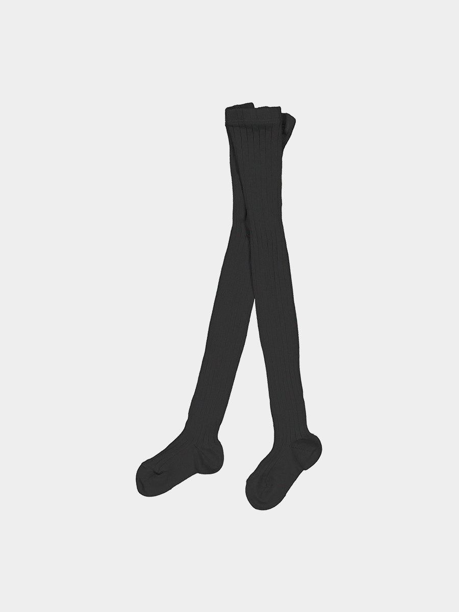 Ribbed Organic Cotton Tights Graphite