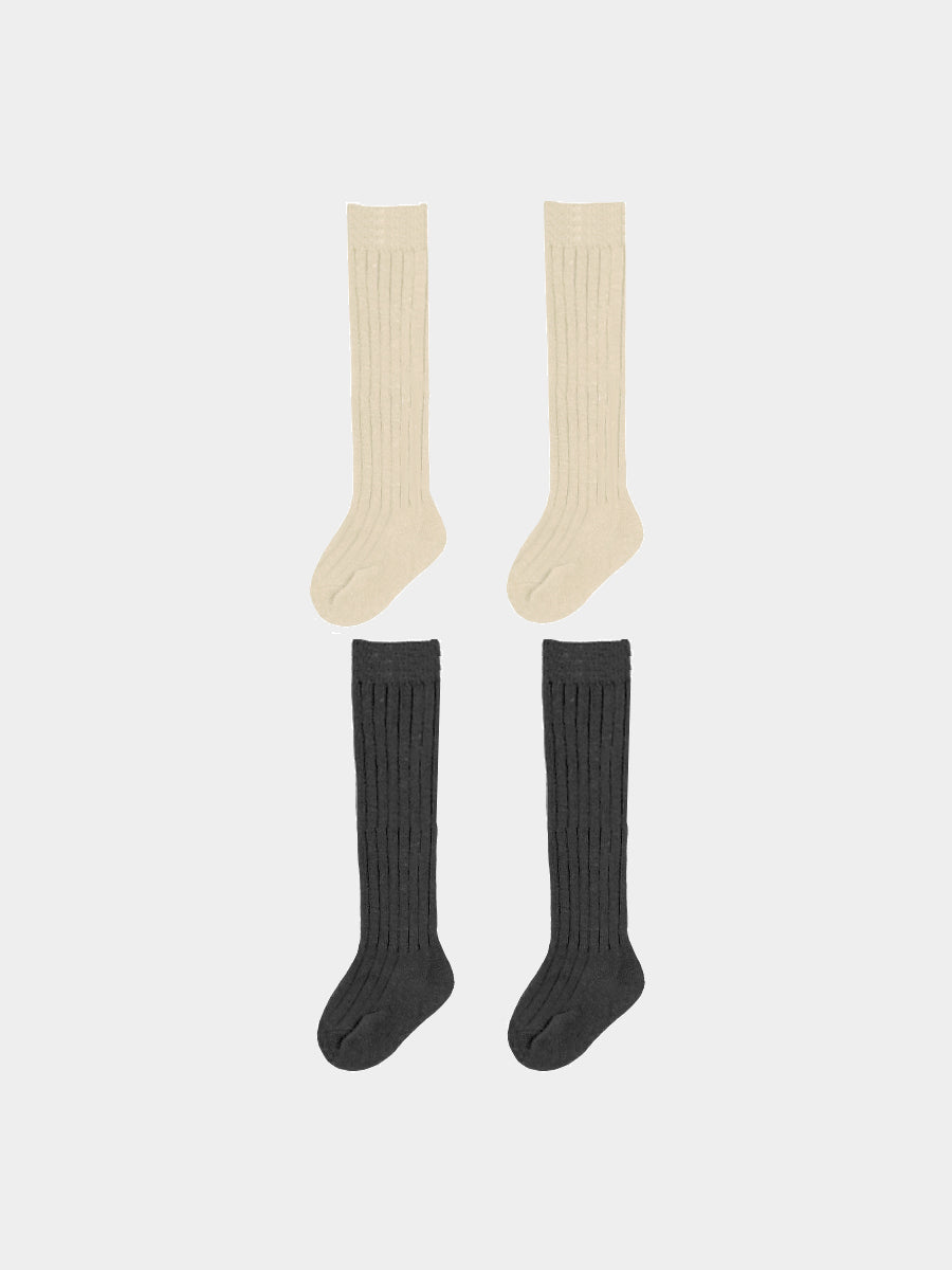 Etienne Knee High Socks Set 2 Creme Brulee & Graphite