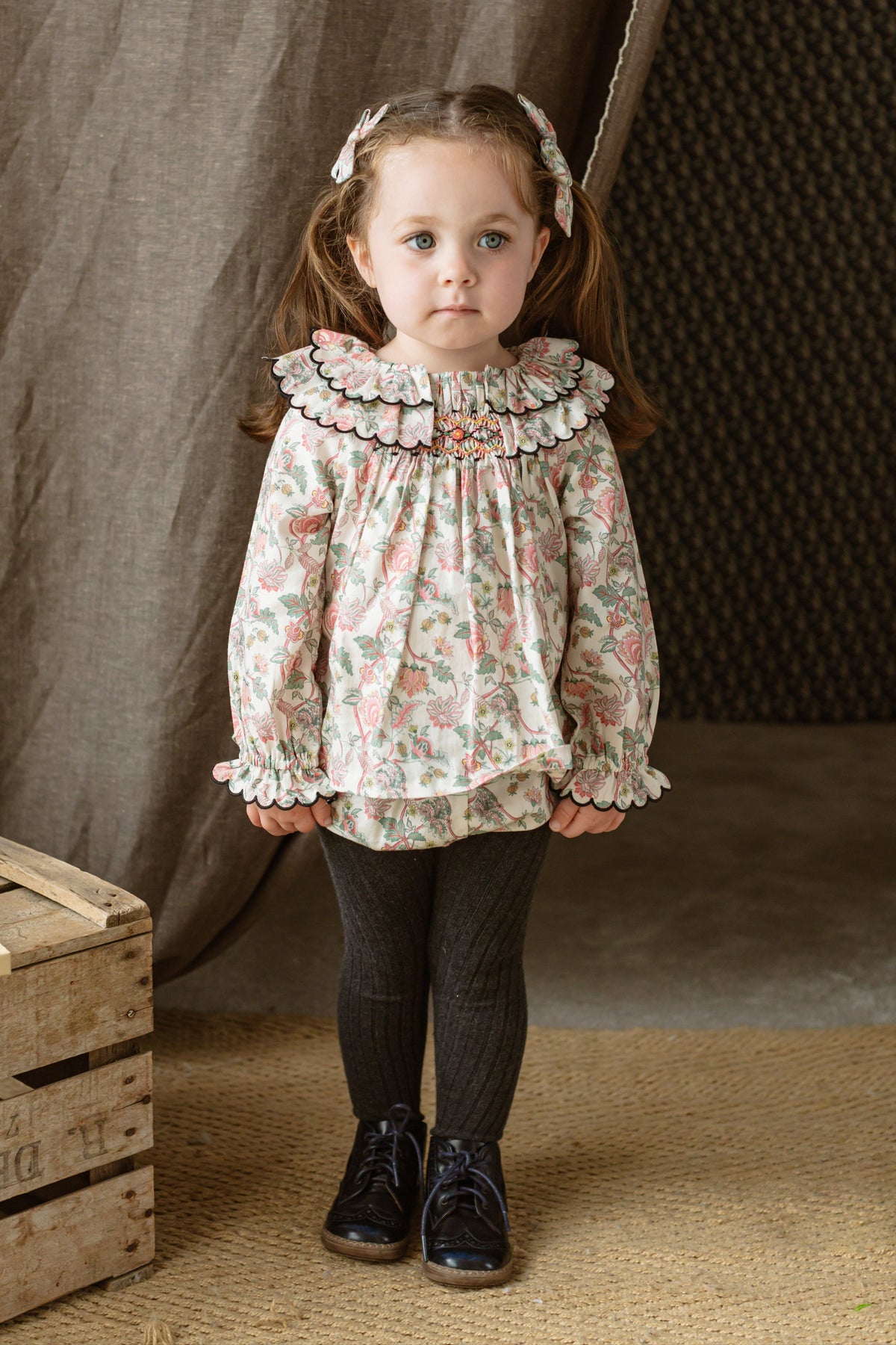 Lindsey Hand Smocking Blouse & Bloomers Set Blush Peony Field