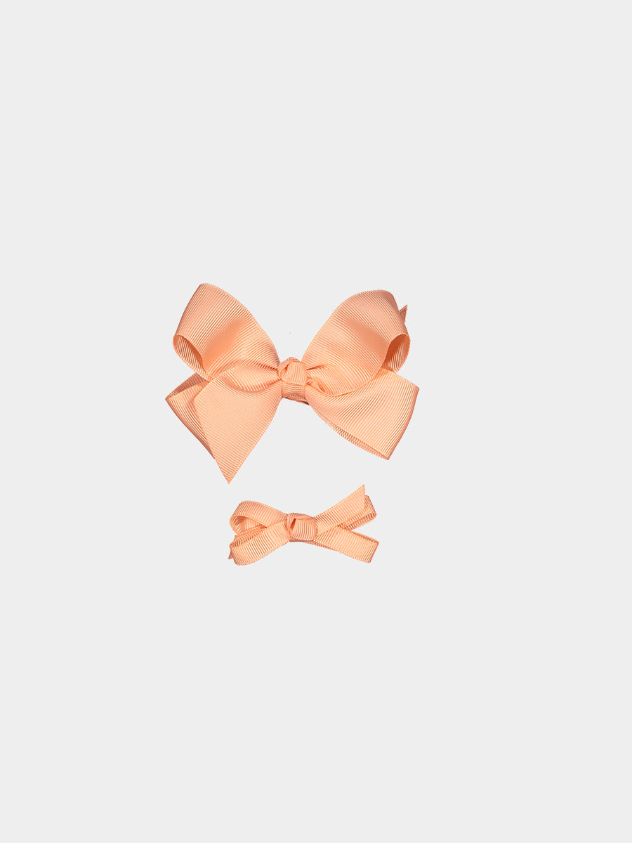 Ribbon Hair Bow Clip Set Almond