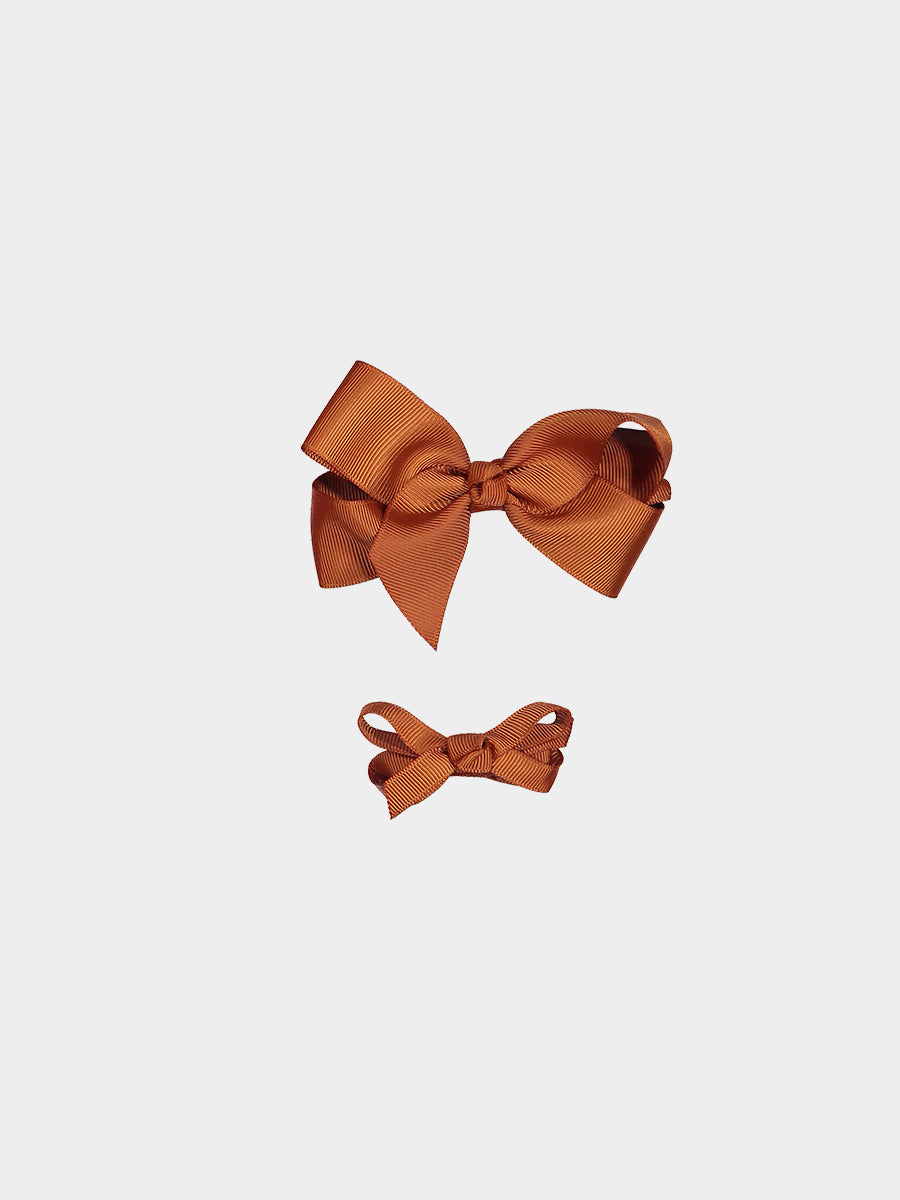 Ribbon Hair Bow Clip Set Amber