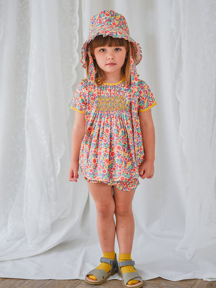 Odette 2 Piece Smocked Top Bloomers Set, Ritz Bouquet