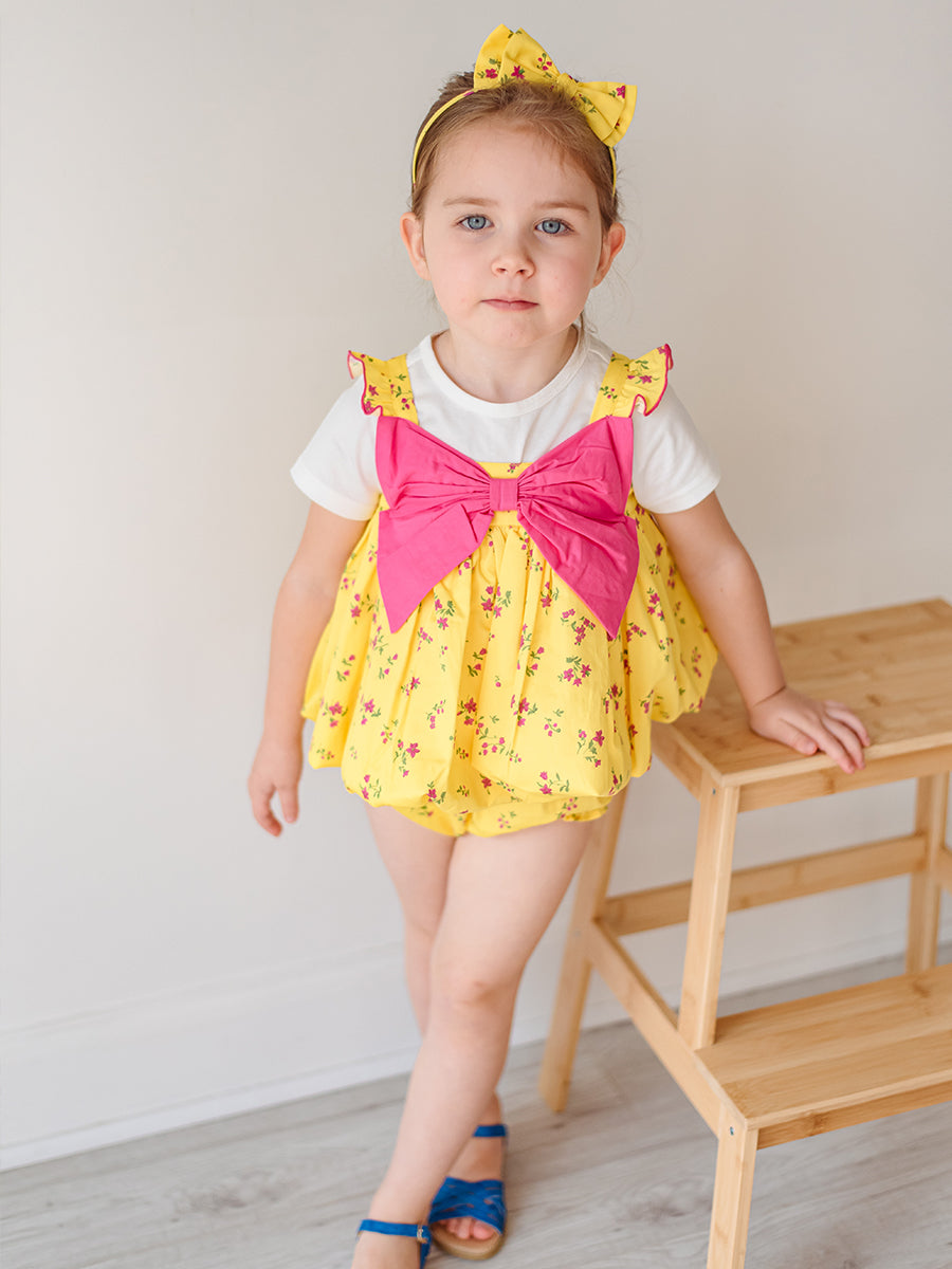 Theresa 3 Piece Floral Top T Shirt Bloomers Set, Mayfair Garden