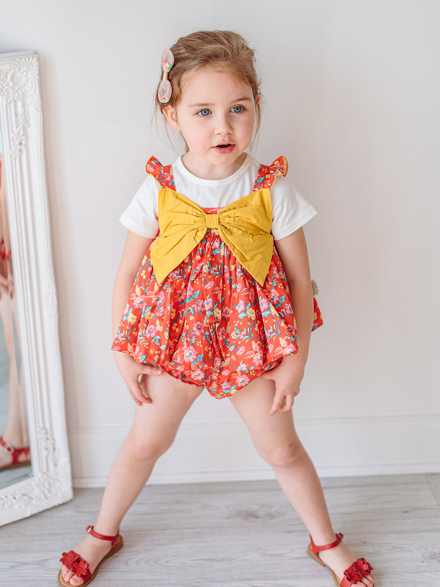 Theresa 3 Piece Floral Top T Shirt Bloomers Set， Happyland