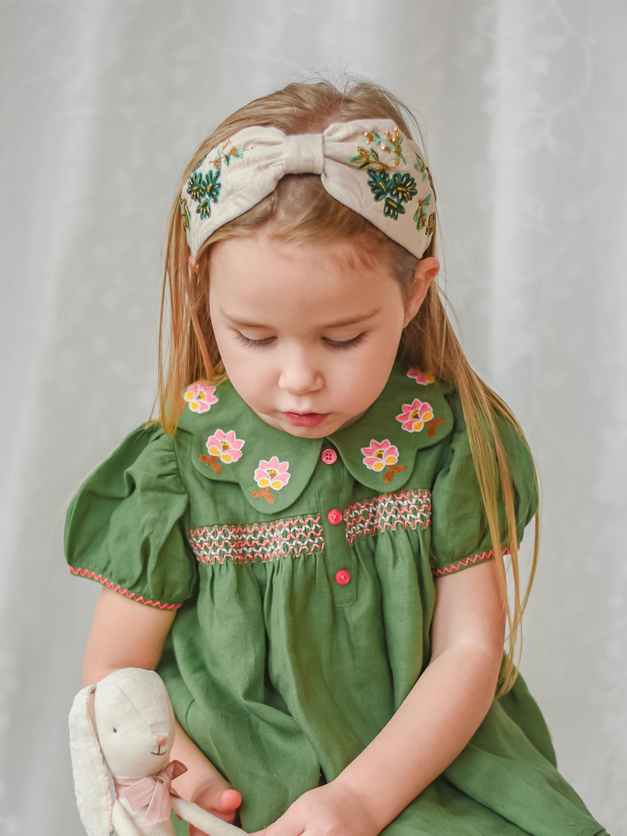 Artisan Embroidery Headband Beaded Leaves