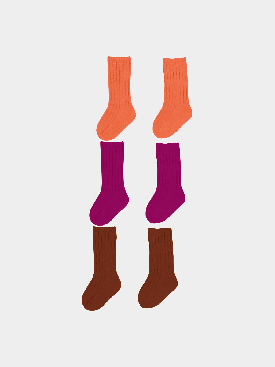 Gabrielle Ankle Socks Set 3 Russet & Raspberry