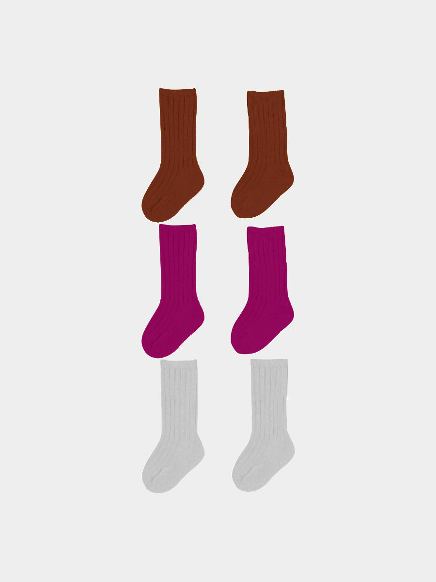 Gabrielle Ankle Socks Set 3 Raspberry Silver & Russet
