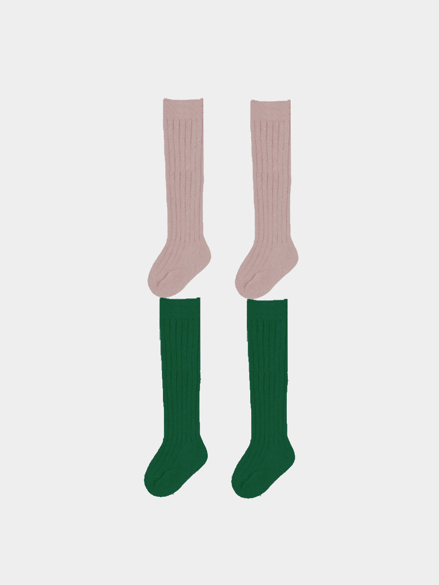 Etienne Knee High Socks Set 2 Emerald Green & Lilac