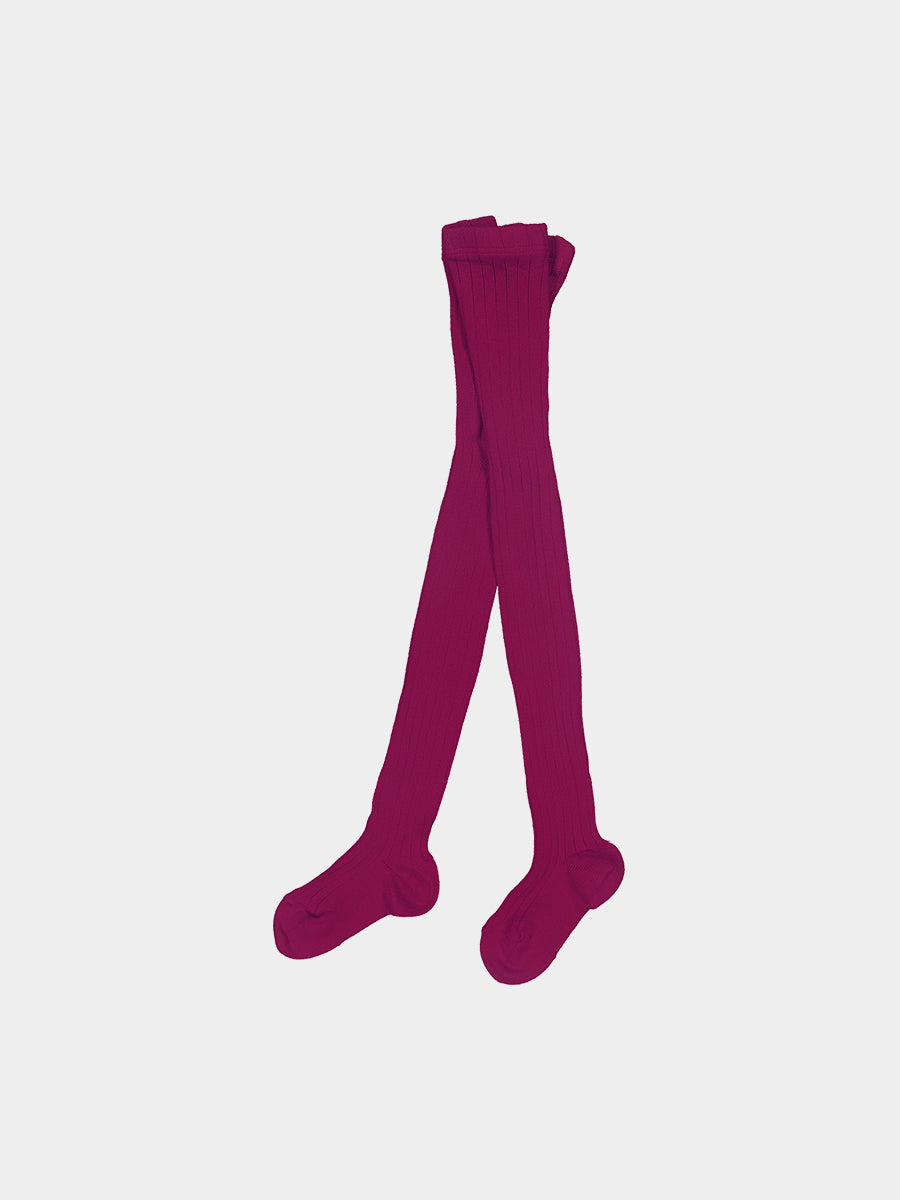 Ribbed Organic Cotton Tights Raspberry