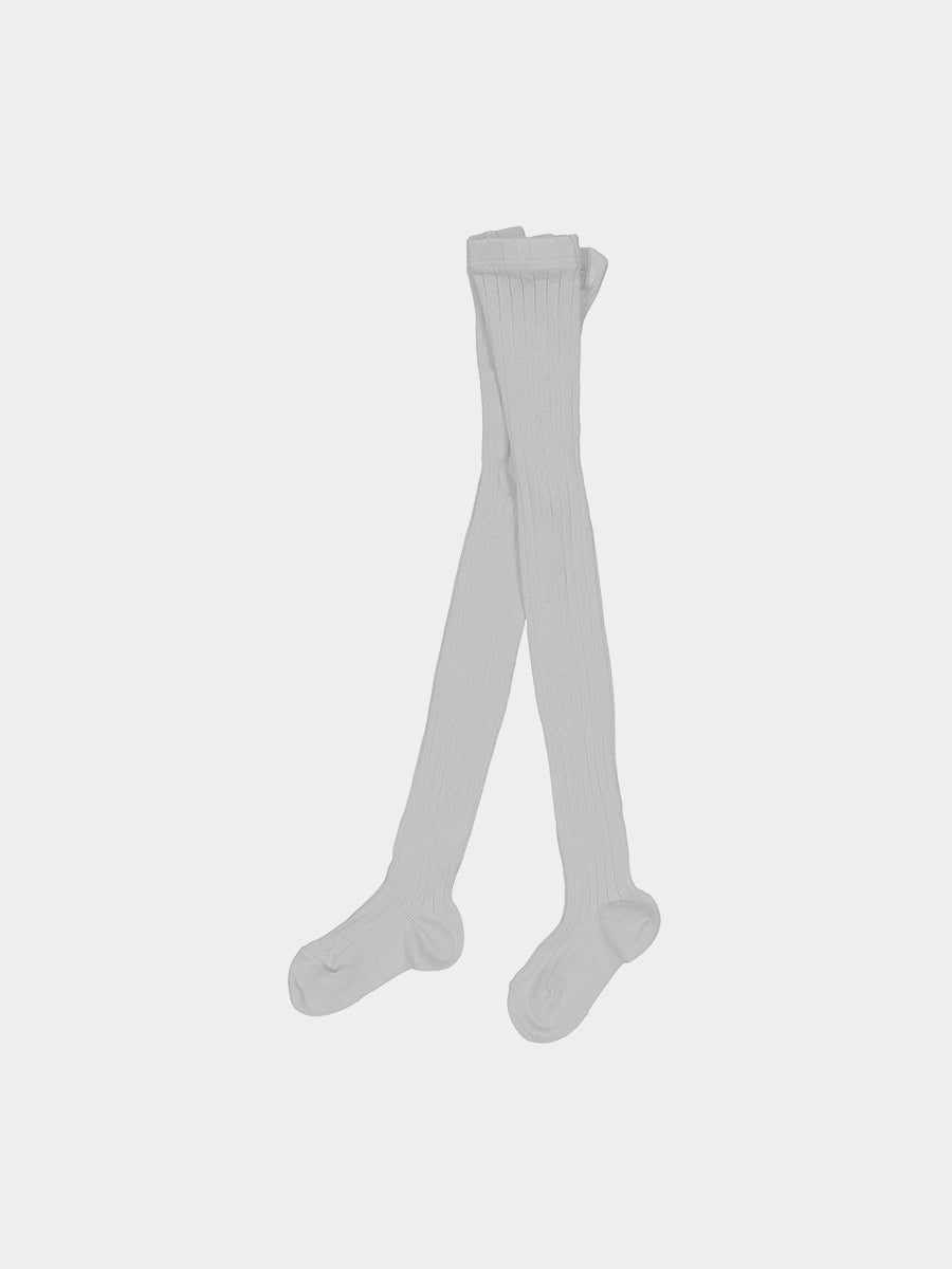 Ribbed Organic Cotton Tights Silver