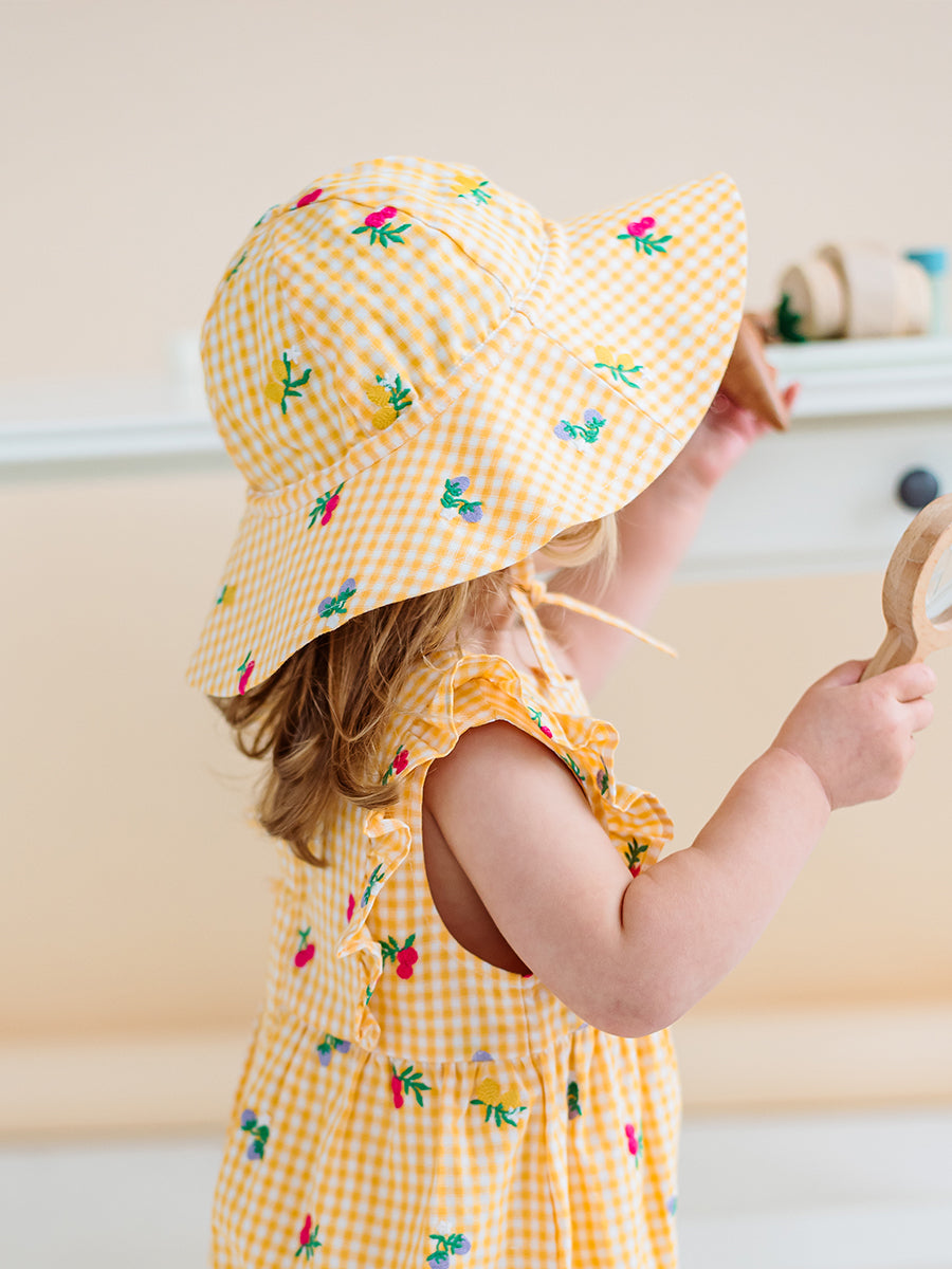 Alstonia Fruit Embroidery Sunhat Check