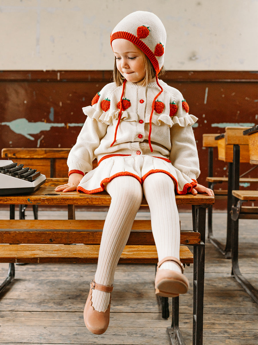 Mornington Hand-Embroidered Cardigan, Almond White