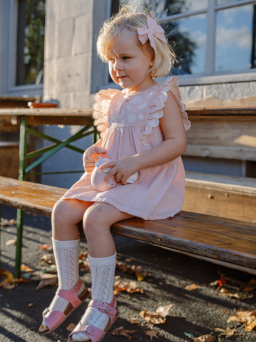 Uffizi Embroidery Dress & Bloomers Set Pearl