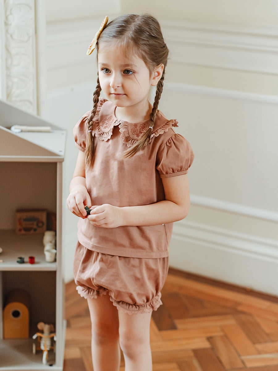 Canterbury Embroidered Cotton Jersey Blouse Caramel