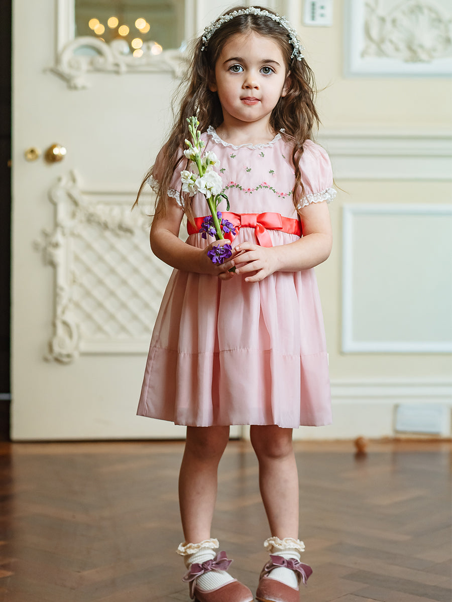 Telford Embroidered Dress Blush Pink