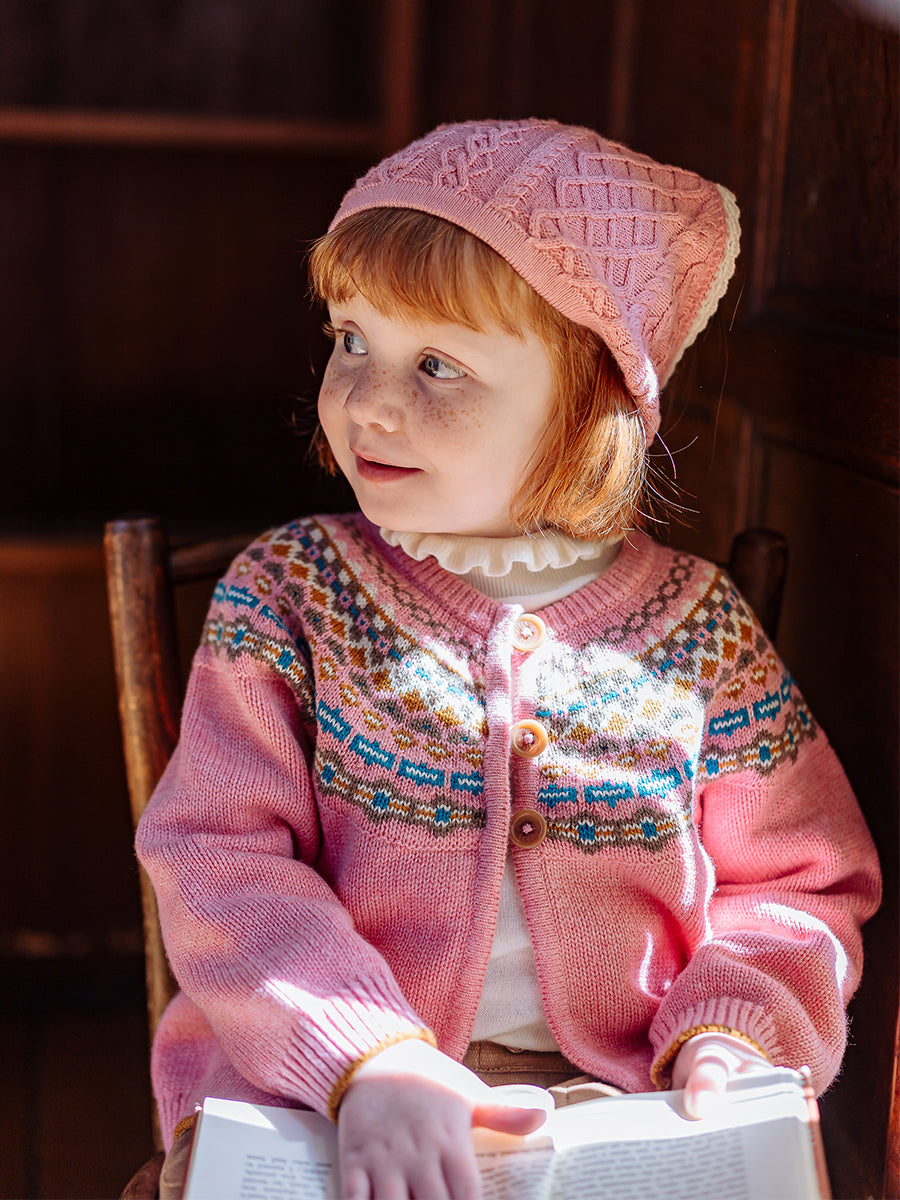 Fair Isle Cardigan Blush Fair Isle