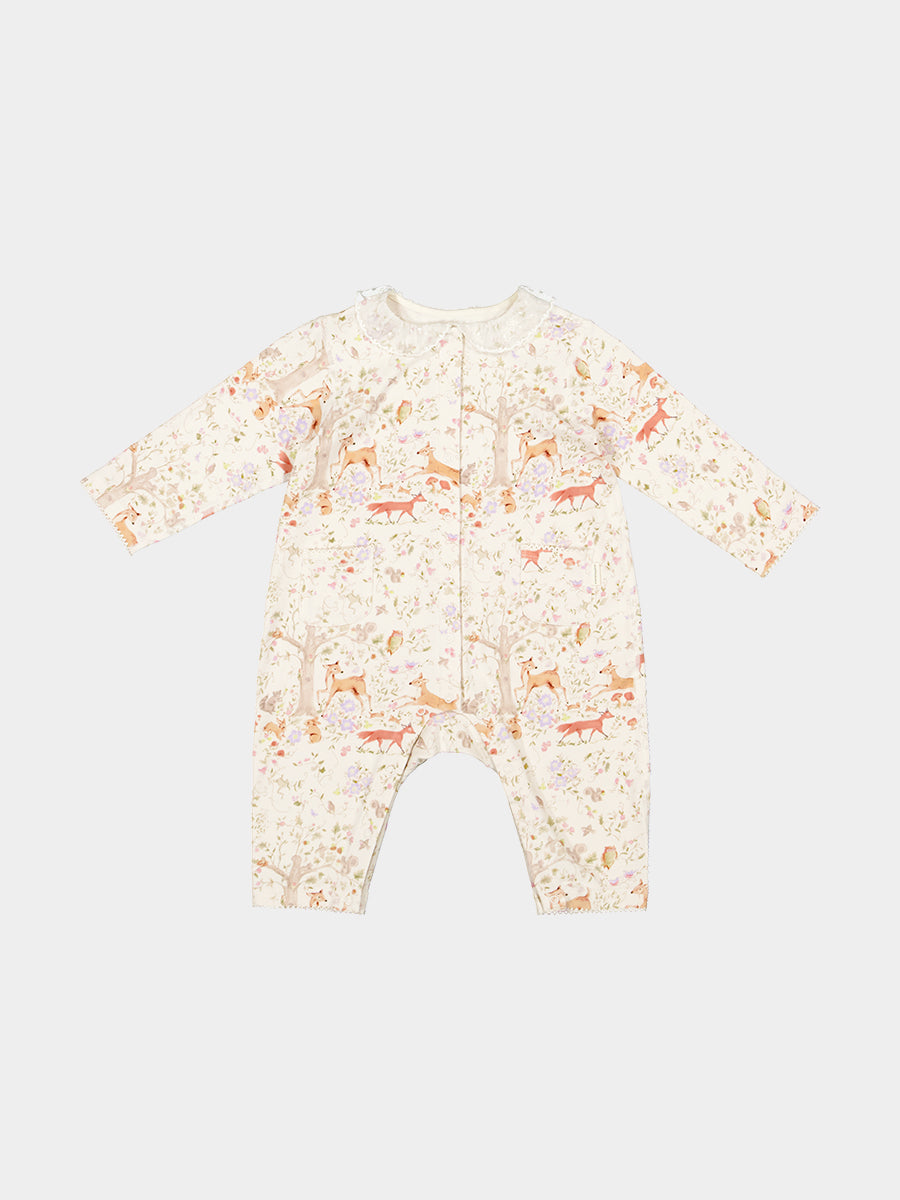 Gardenia Organic Cotton Jersey Romper, Happy Forest