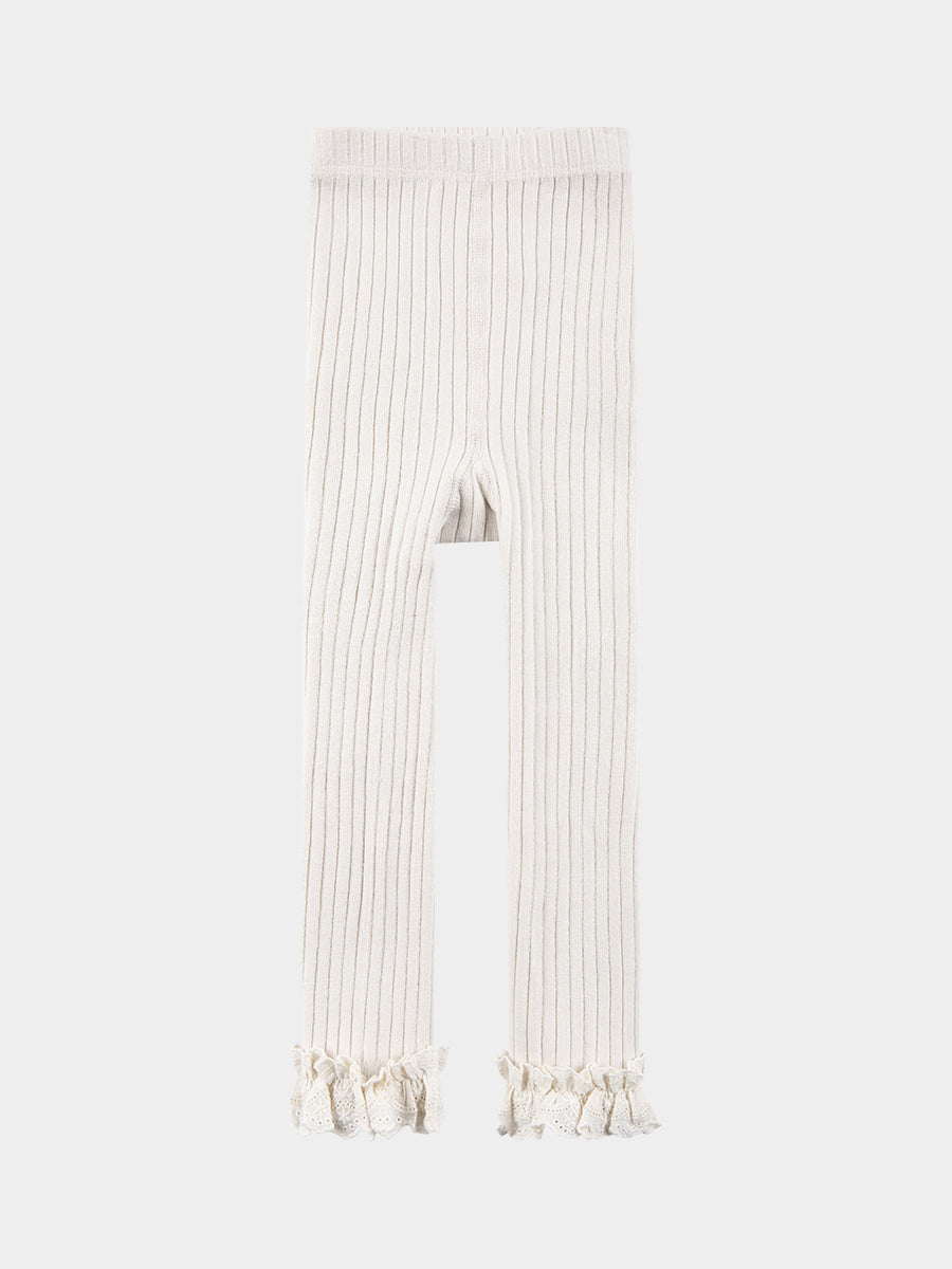 Lace Ruffle Organic Cotton Leggings Milk
