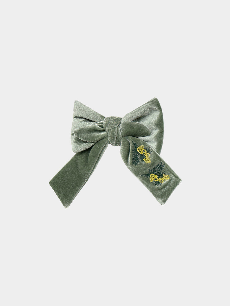Vienna Embroidered Bow Hair Clip Sky