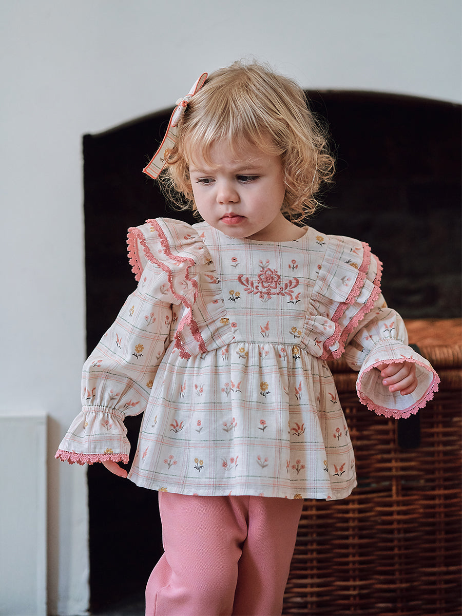 Sia Embroidered Blouse Antique Floral Lattice