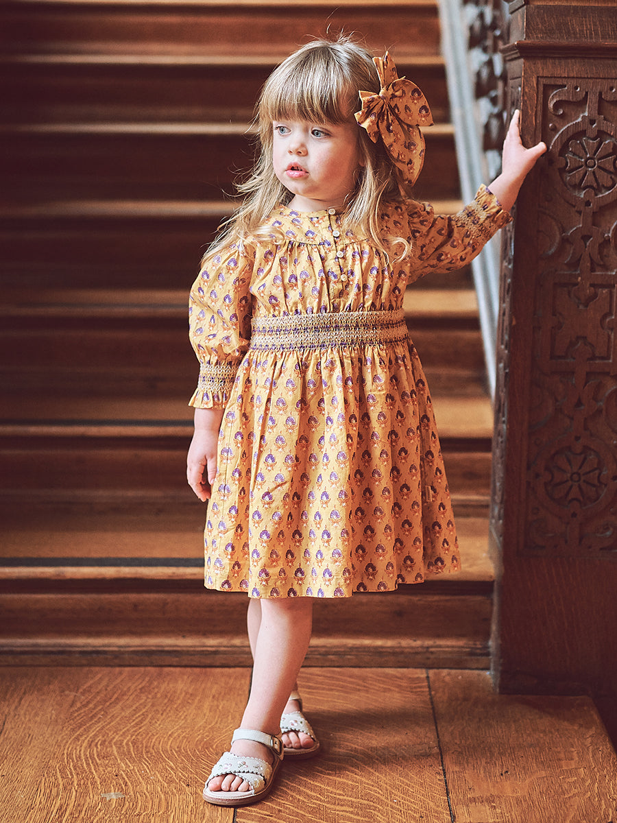 Shea Smocked Dress Printed Rosa