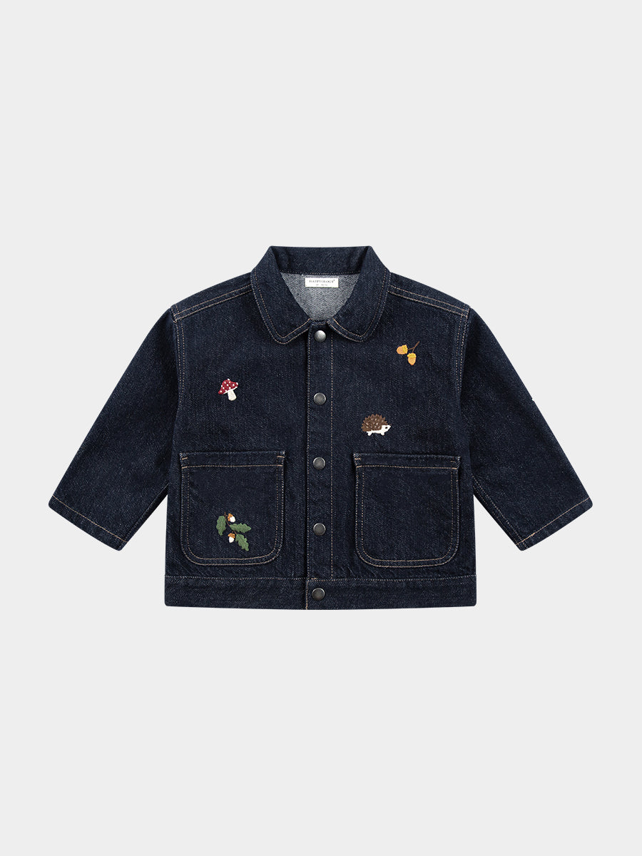Parin Embroidered Jacket, Denim Blue