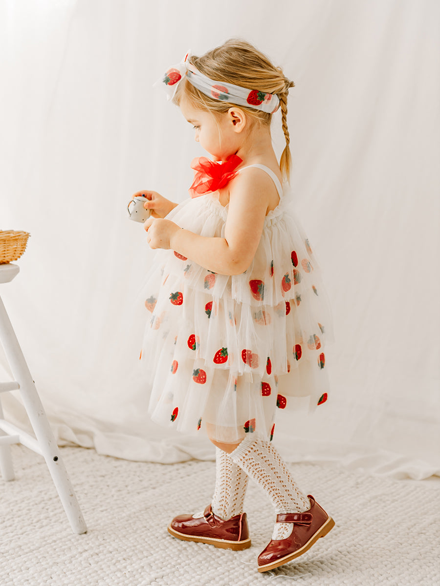 Karisa Strawberry Tulle Headband Almond