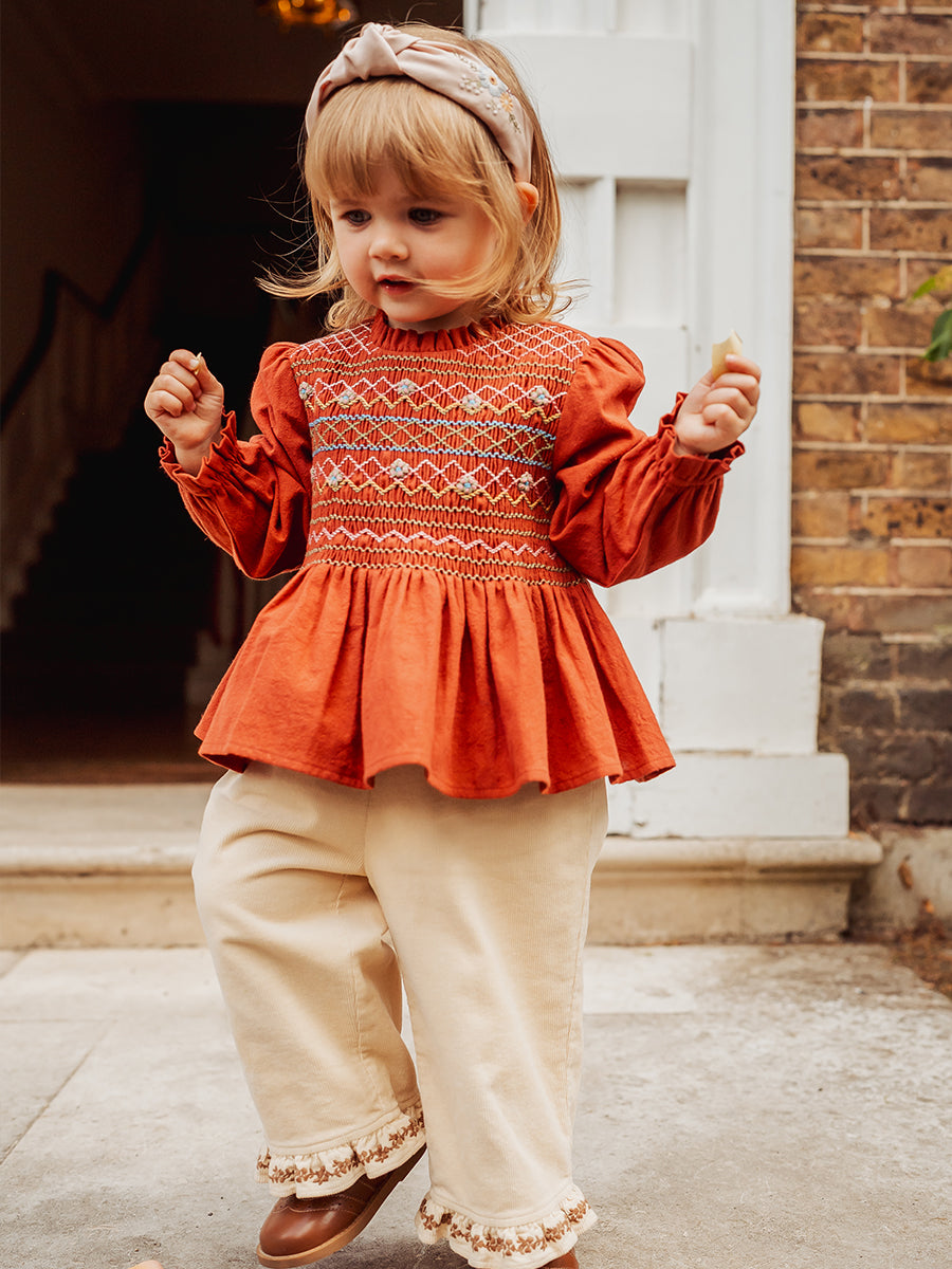 Janelle Hand Embroidered Blouse Rust Red