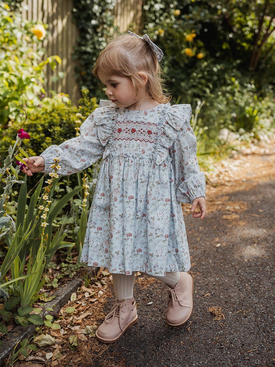Abigail Hand Smocked Dress Wisteria Garden