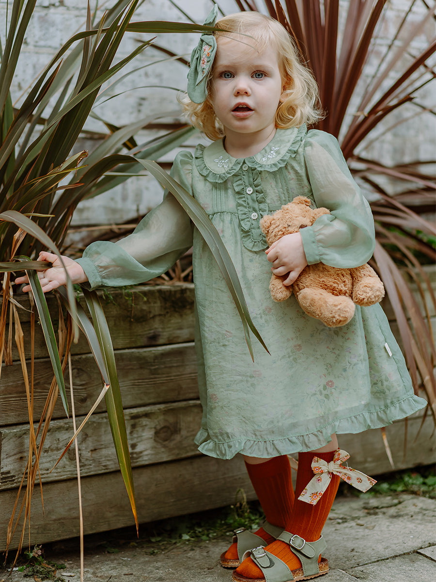 Lewes Embroidered Dress, French Bouquet, Green – HAPPYOLOGY