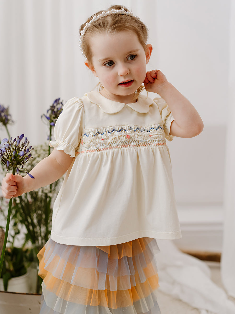 Taormina Hand Smocked Top Crème Brulee