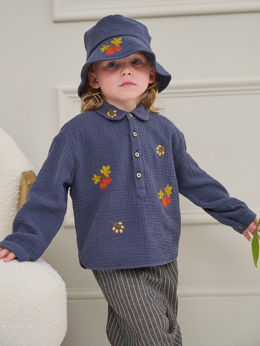 Belfast Embroidered Shirt Indigo